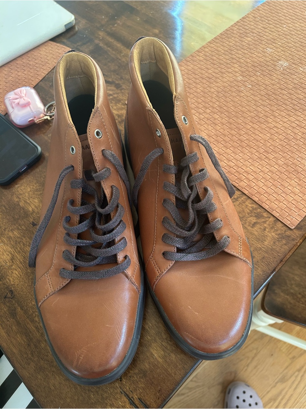 Cole Haan Tan Leather High-Top Sneakers